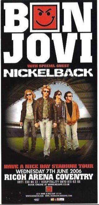 Bon Jovi / Nickelback 2006 Touruk Flyer / Mini Poster 8x4 "