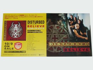 Disturbed Believe Cd Gatefold Flyer Japan 2002