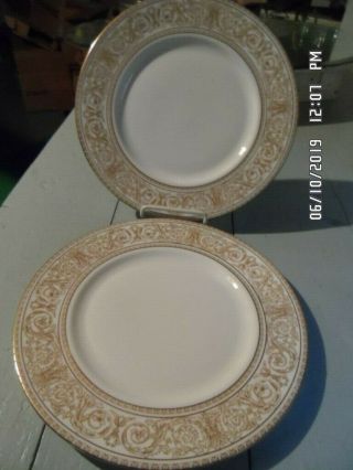 Set Of 2 Royal Doulton Sovereign Pattern Dinner Plates 10 1/2 "