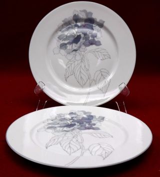 Block China Hydrangea Pattern Set Of Two (2) Salad Plates 8 " Mary Lou Goertzen