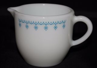 Snowflake Blue Garland Creamer Vintage Pyrex Corningware Milk Glass