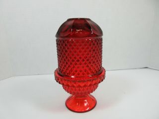 Vintage Indiana Glass Ruby Red Fairy Lamp 2 Piece Candle Holder Retro Decor Home