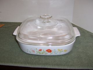 Corning Ware Wildflower 10 " Square Casserole Skillet A - 10 - B With Dome Lid