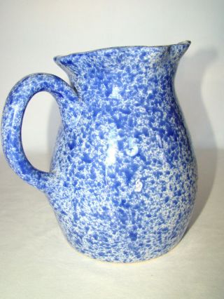 Coche Blue and White Speckled Stoneware Pitcher made in Portugal by Eurog 2