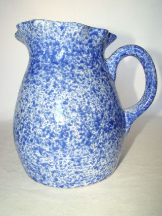 Coche Blue and White Speckled Stoneware Pitcher made in Portugal by Eurog 6