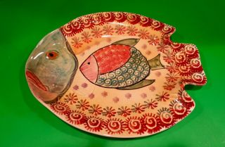 Italica Ars Ceramic Hand Painted Fish Plate / Platter 13 " / Made In Italy