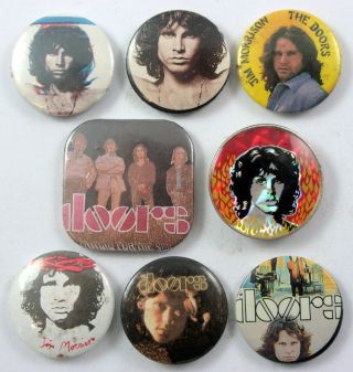 The Doors And Jim Morrison Badges 8 X Vintage The Doors Pin Badges