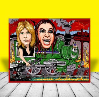 Ozzy Osbourne & Randy Rhoads W/ Flying V Crazy Train Poster Art,  Artist Signed