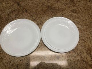 4 CORELLE White Embossed BELLA FAENZA Dinner Salad / Lunch Plates NWT 8193 3
