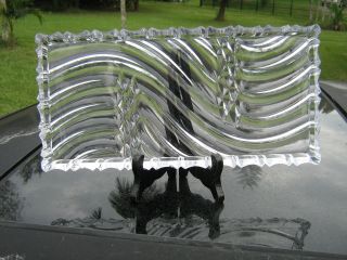 Vintage T 11.  5 " Rectangular Glass Plate/ Tray Good Swirl Design