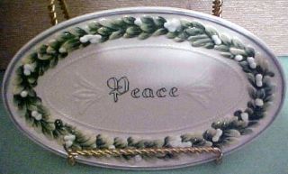 Fitz And Floyd Winter Garden Sentiment Tray White Nib Peace Christmas Holiday