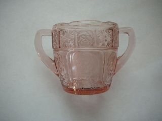 Jeannette Vintage Pink Depression Glass Doric & Pansy Pretty Polly Open Sugar