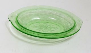 Vintage Indiana Green Depression Glass Serving Dish,  10 " X 7 " And 2 " Tall,  Rare