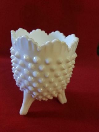Vintage Fenton Hobnail White Milk Glass 3 Footed Egg Shaped Vase 3