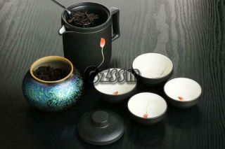 Ceramics Chinese Tea Set Floral Black Kung Fu Teapot Cups Vintage Gifts Hot