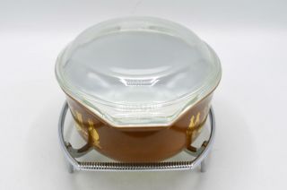 Vintage Pyrex 043 1.  5 Quart Casserole Dish with Lid & Cradle - Early American 2