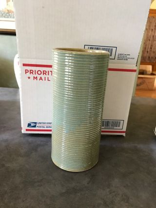 Vintage Zanesville Stoneware Ribbed Ring Ceramic Vase Muted Green/blue