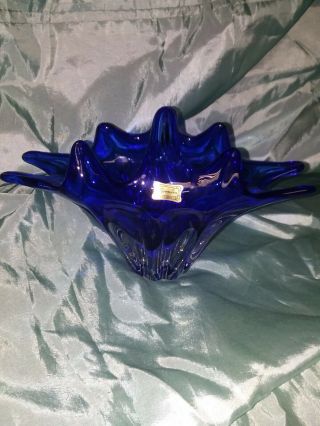Stunning Egermann Czech Republic Art Glass Bowl - Blue Heavy