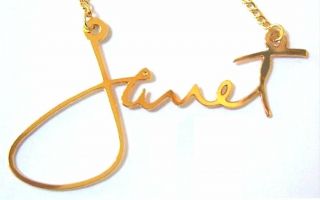 Janet Jackson Signature Logo Gold Colored Necklace Official