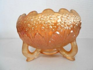 Vintage Fenton Orange Tree Marigold Carnival Glass Footed Rose Bowl