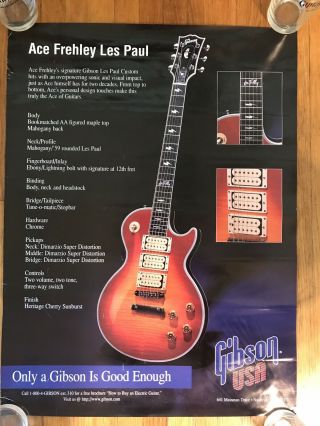 ACE FREHLEY - GIBSON GUITAR PROMO POSTER - KISS - LES PAUL Double sided 3
