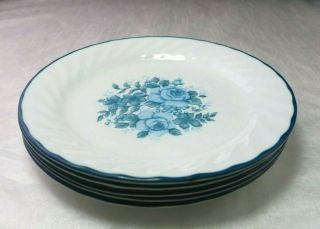 Blue Velvet Corelle Salad Plates Teal Rose Set Of 5