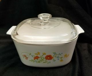 Vintage Corning Ware Spring Meadow Wild Flower 3 Qt Casserole With Lid