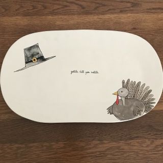 Rae Dunn Thanksgiving “gobble Til You Wobble” Oval Platter