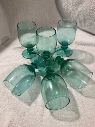 Vintage Blown Teal Blue Wine/water Glasses