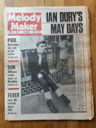 Melody Maker Newspaper April 1st 1978 Ian Dury And Paul Mccartney Hits Out Cover