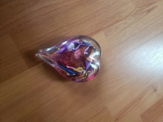 Heart Shaped Art Glass Paperweight Ges Glass Eye Studio Usa - Multicolor Fleck