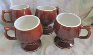 Set Of 4 Vintage Hall China Usa 2274 Pedestal Coffee Irish Coffee Mugs Footed