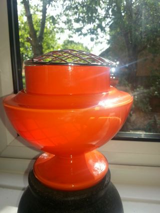 A Large Bohemian Tango Glass Vase With Metal Frog In Vgc
