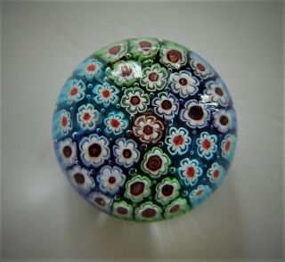 Vintage Awesome Murano Millefiori Art Glass Paperweight.  2 7/8 " X 2 " High Ex.