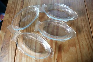 Set Of 4 Vintage Glasbake Fish Serving Dishes Plates