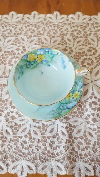 Vintage Paragon Bone China Pale Blue & Floral Gilt Trim Cup And Saucer