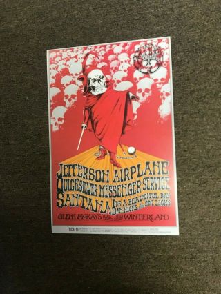 Jefferson Airplane Grateful Dead Benefit Winterland Cardstock Concert Poster