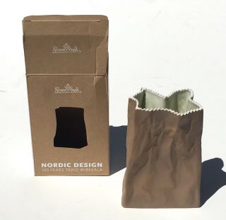 Rosenthal Wirkkala 6” Ceramic Paper Bag Vase Nib