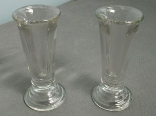 Vintage Set Of 2 Heavy Glass Ice Cream Cone Holders - Clear - Soda Fountain 108