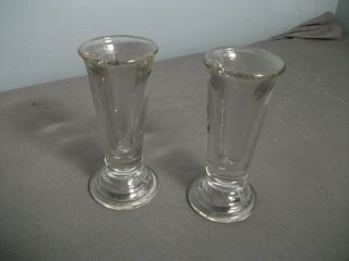 VINTAGE SET OF 2 HEAVY GLASS ICE CREAM CONE HOLDERS - CLEAR - SODA FOUNTAIN 108 2