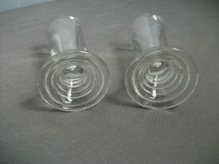 VINTAGE SET OF 2 HEAVY GLASS ICE CREAM CONE HOLDERS - CLEAR - SODA FOUNTAIN 108 4