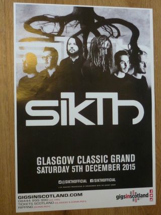 Sikth Live Music Memorabilia - Glasgow Dec.  2015 Show Tour Concert Gig Poster