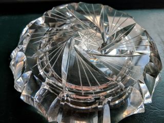 Vtg Lead Crystal Ashtray Bohemian Czech Glass HIgh Clarity 8 Point Star EUC 2