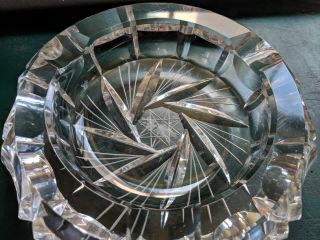Vtg Lead Crystal Ashtray Bohemian Czech Glass HIgh Clarity 8 Point Star EUC 4