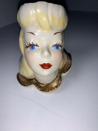 Vintage Planter Head Vase Lady 1950 