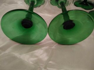 Set of 6 Emerald Green Stem Goblets 4oz Wine glasses made in France 7 