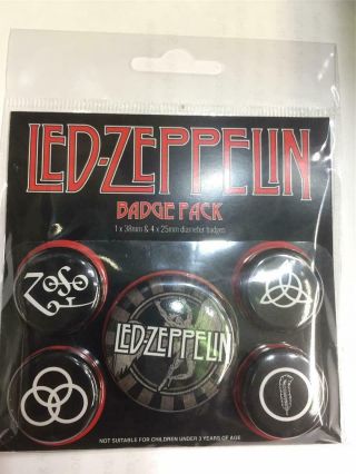 Official Licensed - Led Zeppelin - Symbols 5 Badge Pack Rock Page Plant