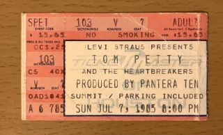 1985 Tom Petty & The Heartbreakers Houston Concert Ticket Stub Southern Accents