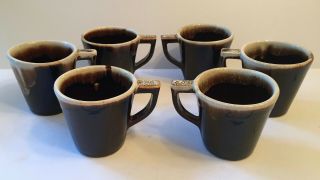Set Of 6 Vintage Pfaltzgraff Brown Drip Stoneware Mugs Gourmet Brown 1950 - 1987