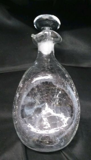 VINTAGE BLENKO TRIPLE PINCHED CRACKLED GLASS DECANTER w/STOPPER CLEAR 5